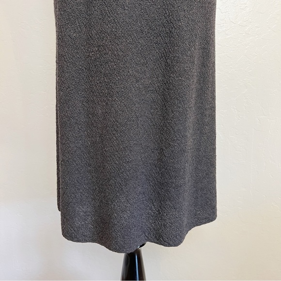 ✖️SOLD✖️•EILEEN FISHER• Gray Wool Knit Sleeveless Surplice Midi Dress - Picture 9 of 10